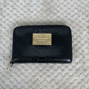 Michael Kors Snakeskin Print Zip Around Wallet